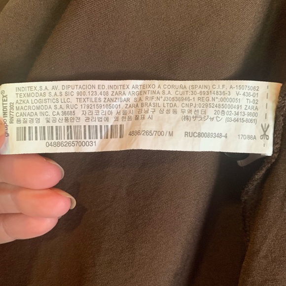 Zara Brown Long Sleeve Top Shirt Ruching Size M Viscose/Rayon - Picture 12 of 16